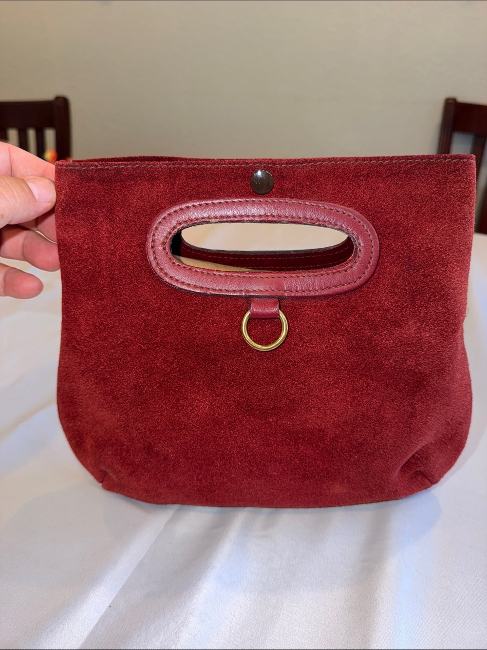Maroon suede bag - Vintage 1960-70's